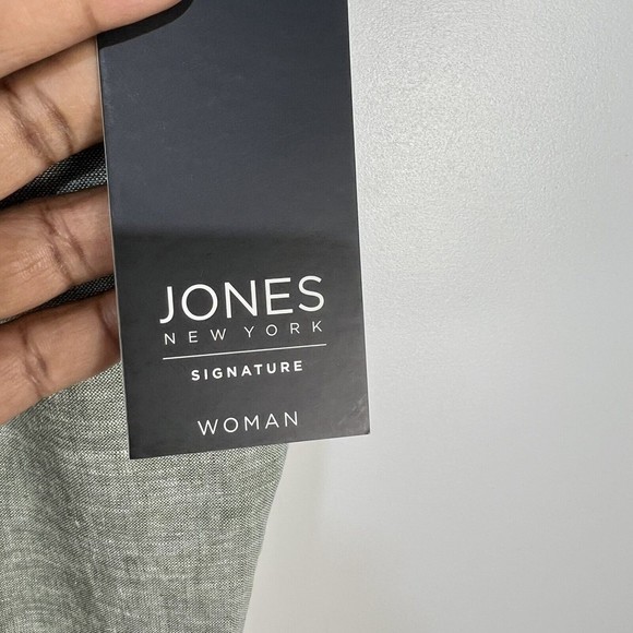 Jones New York Women 1X Crop Ankle Pants Linen Blend green White Cuffed elastic - Picture 5 of 9